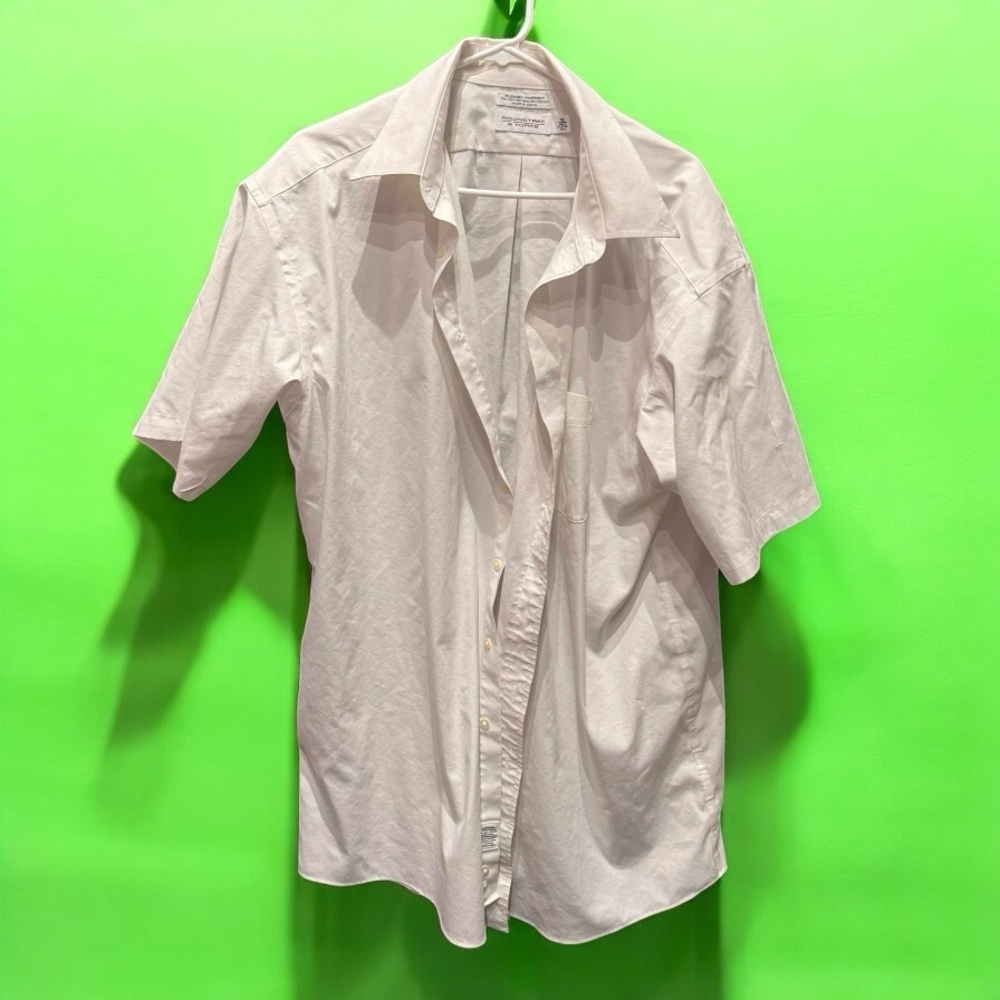 Round tree & York Classic White Men's button up collard short sleeve size 18tall